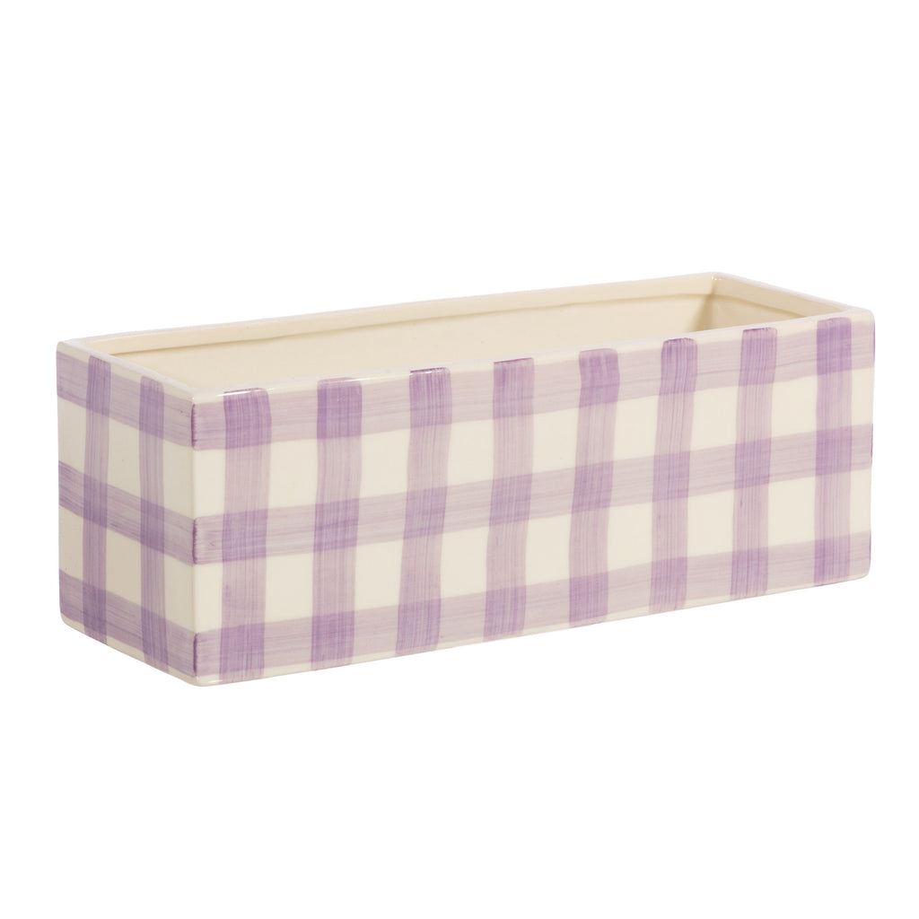 Gingham Trough Planter - Lilac