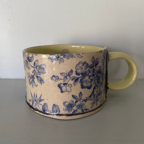 Short Blue Floral Mug By Virginia Graham