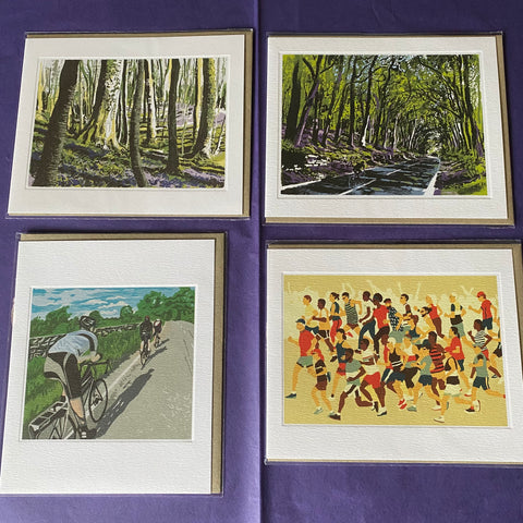 Cards - Cycling, woods, runners