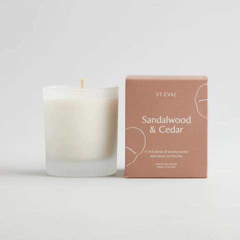 Lamorna Glass Candle -  Sandalwood and Cedar