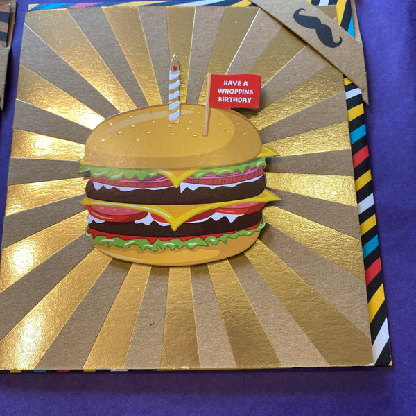 Birthday Cards - 3D Tiger, bananas, Beer and Burger