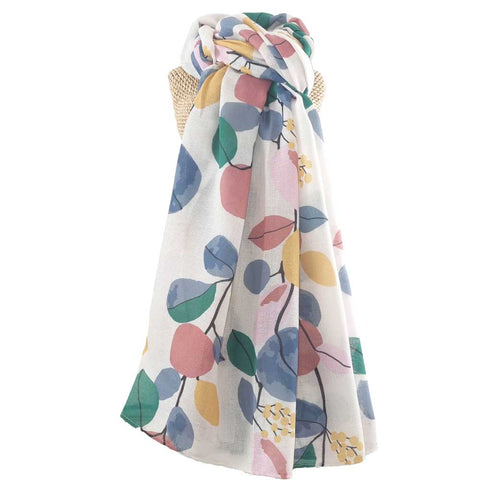 Pastel leaf pattern scarf