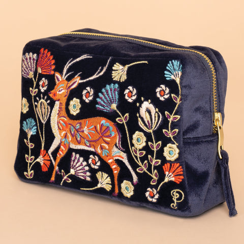 Make Up Bag Folk Art Deer