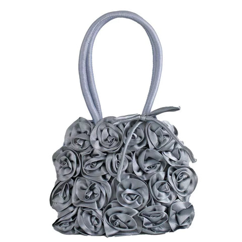 Silk Silver Grey Rose Bag