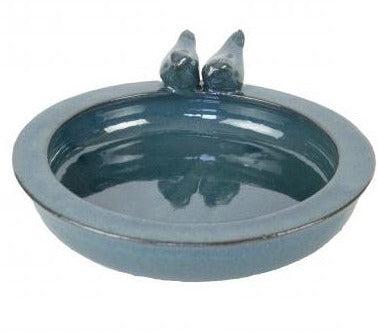 Ceramic Bird Bath - Teal Small