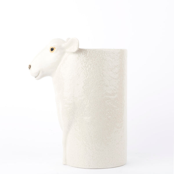 Ceramic Animal Utensil Pot - Suffolk Sheep White Face
