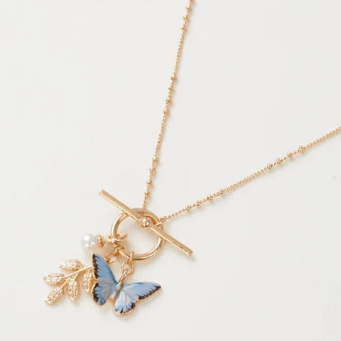 Blue Enamel Butterfly Necklace