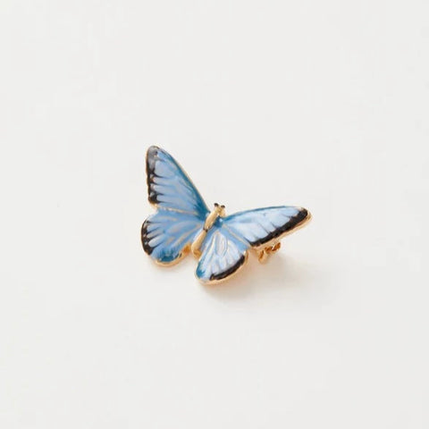 Blue Butterfly Enamel Brooch