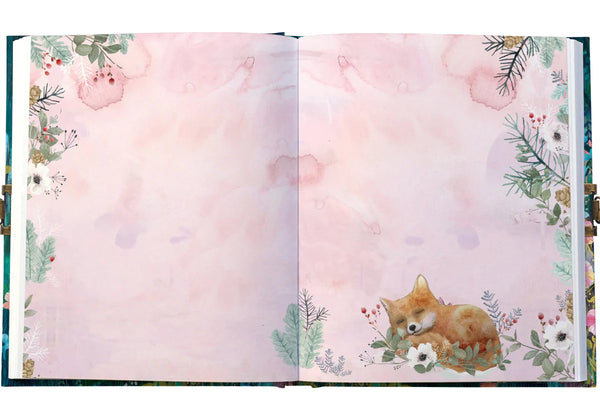 Moonlit Meadow Foxes Lockable Notebook