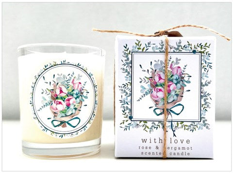 with love - rose & bergamot scented candle