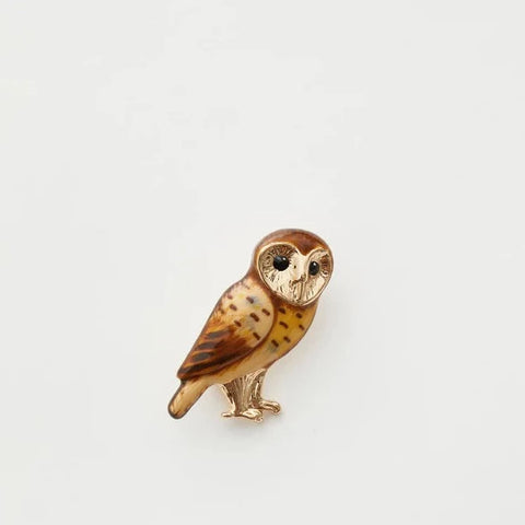 Barn Owl Enamel Brooch