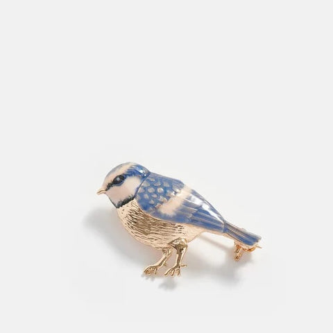 Blue Tit Bird Enamel Brooch