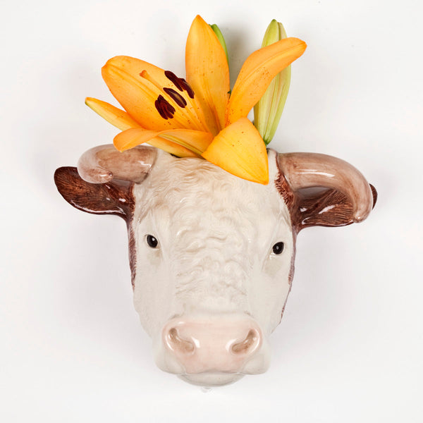 Animal Wall Vase - Hereford Bull
