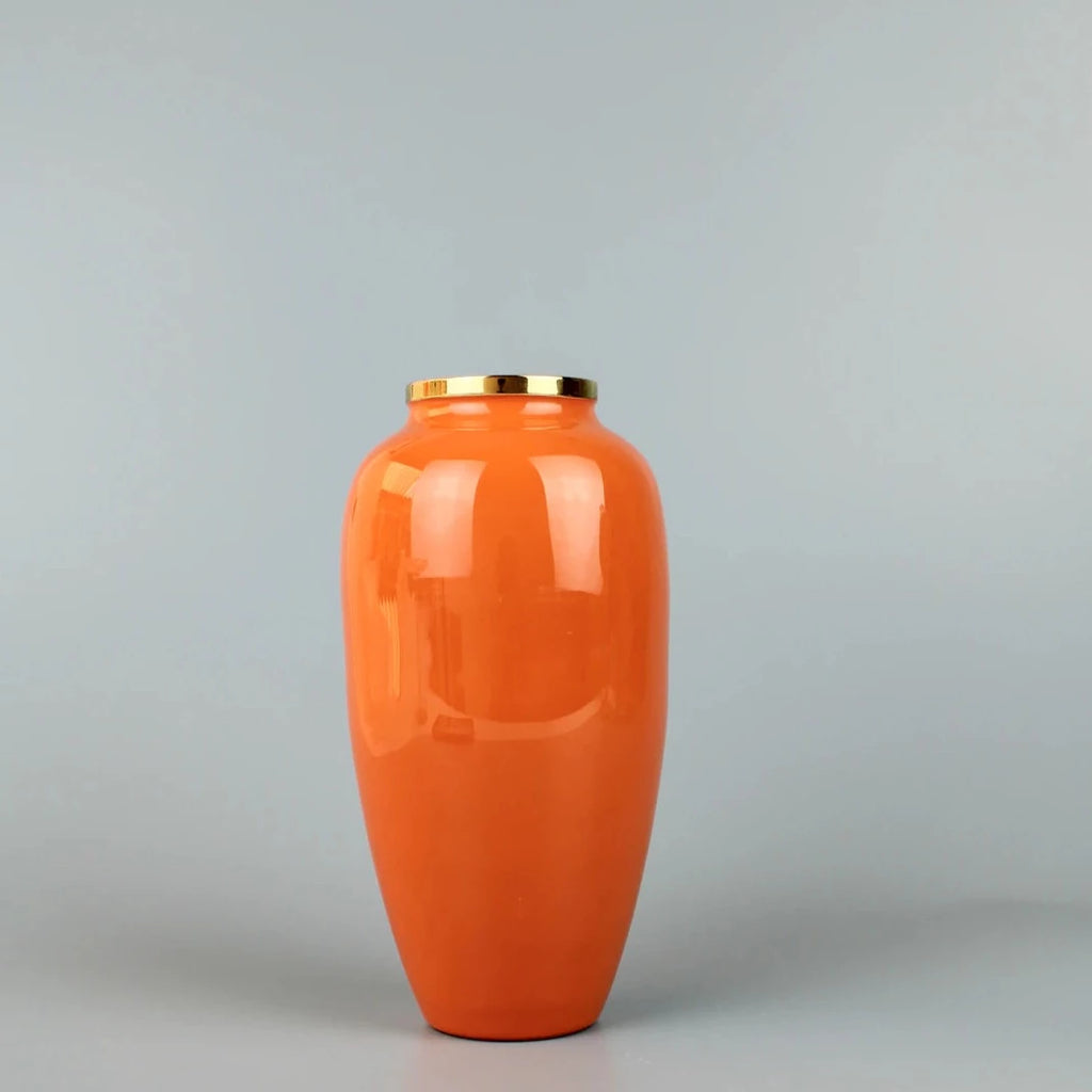 Enamel Brass Vase Orange - Medium