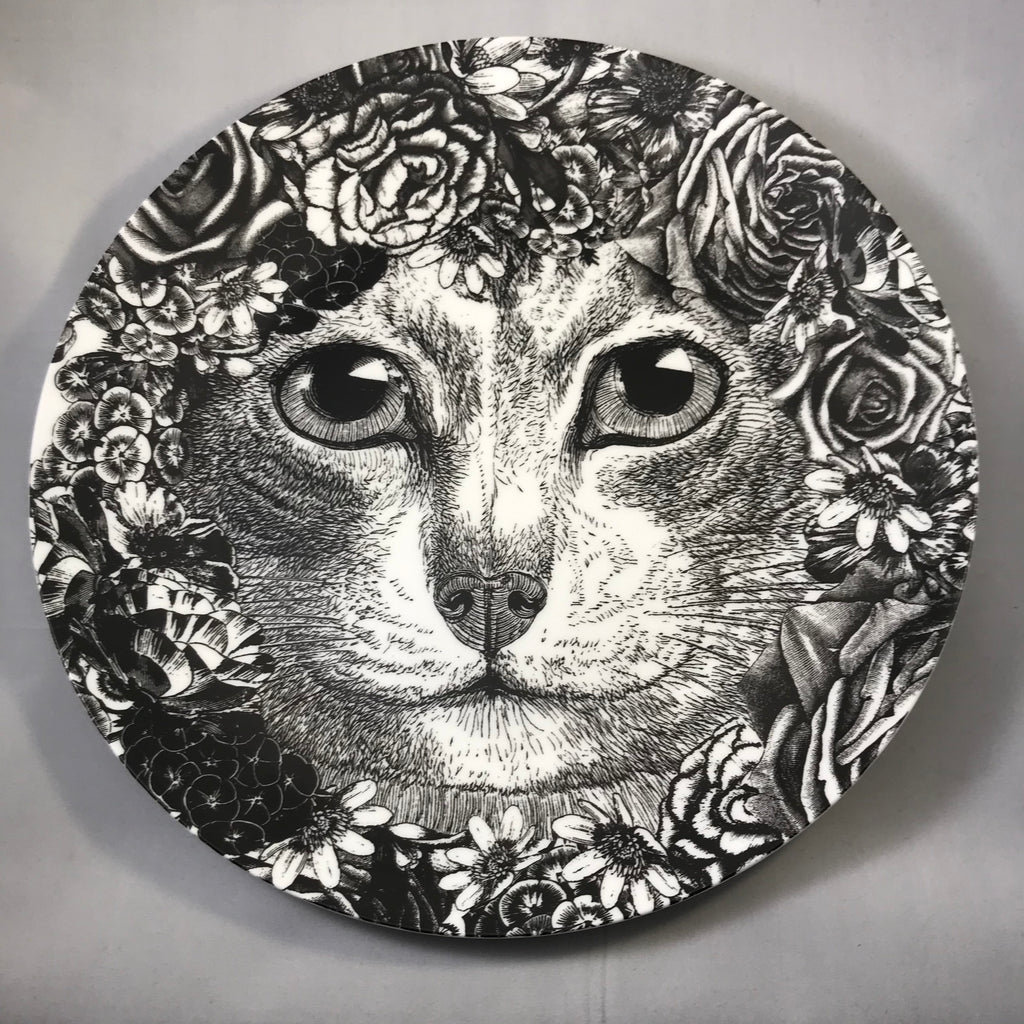 Cat with Flowers Plate