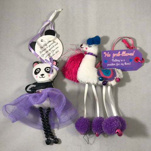 Llamas and Panda Charms with message