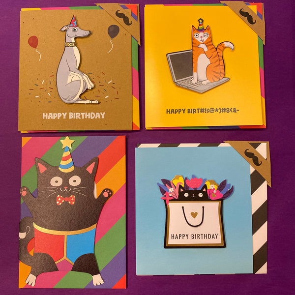 Birthday Cards - 3d Cats and Dogs