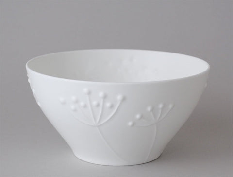 White Bone China Bowl - Sprig