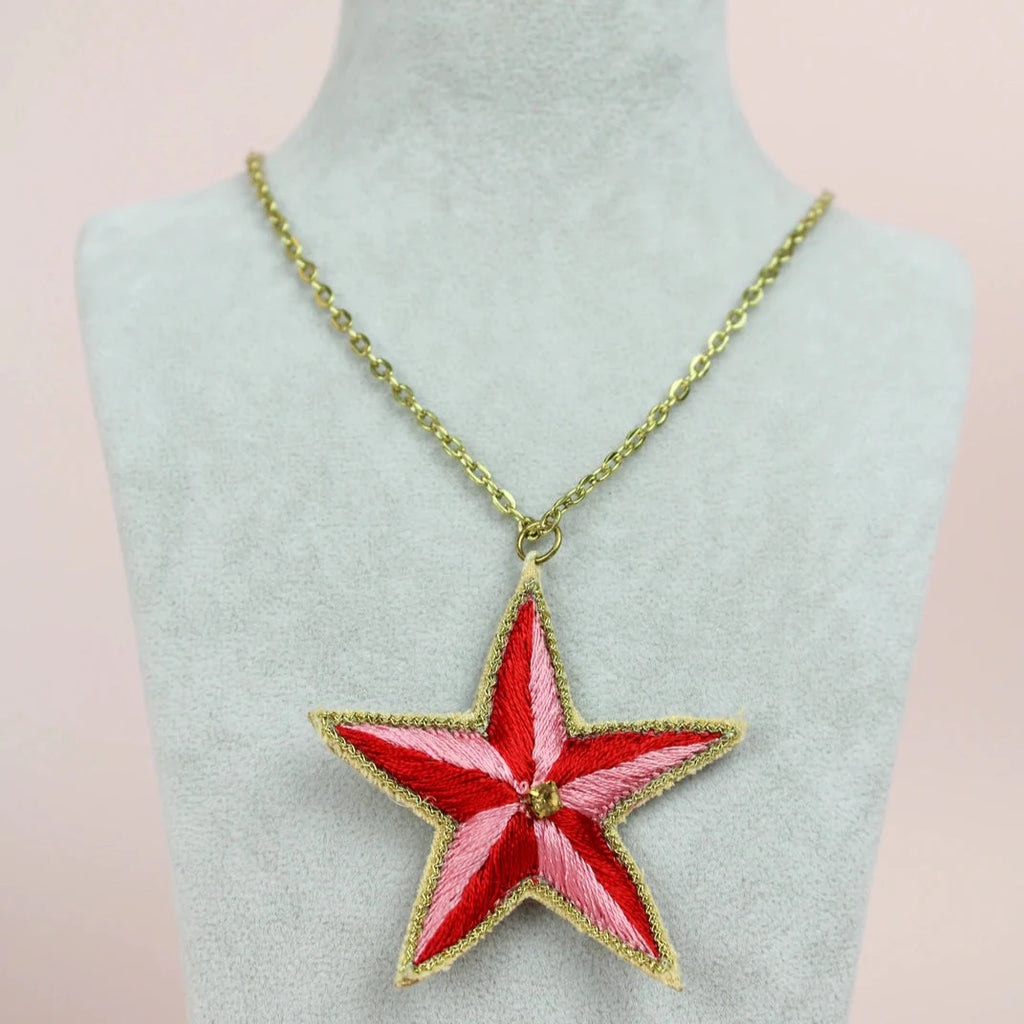 Red and Pink Star Necklace