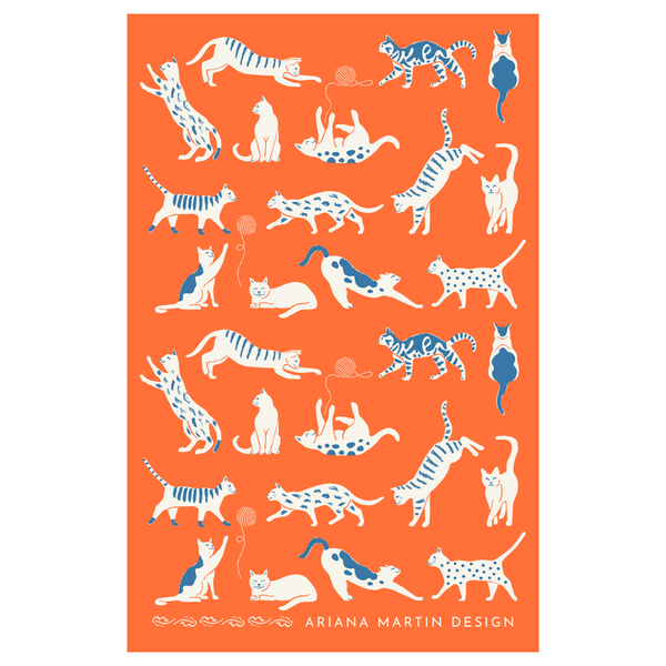 Orange Cat Tea Towel