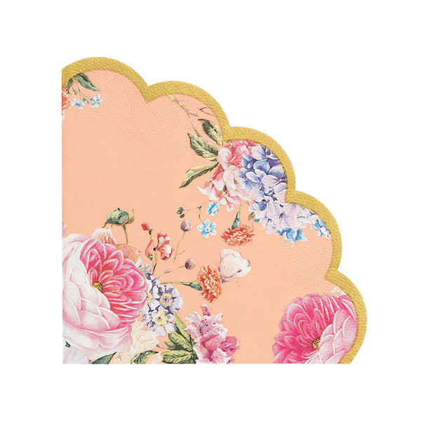 Paper Napkins - Gold floral scalloped