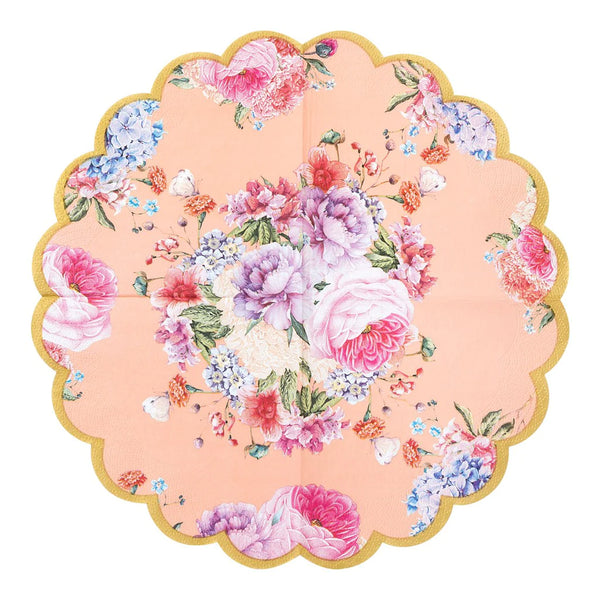 Paper Napkins - Gold floral scalloped