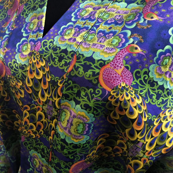 Silk Dressing Gown - Peacock