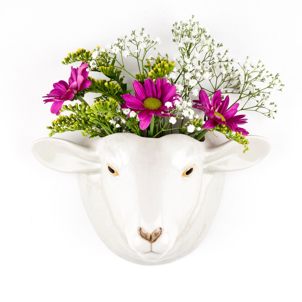 Animal Wall Vase - Suffolk Sheep White face