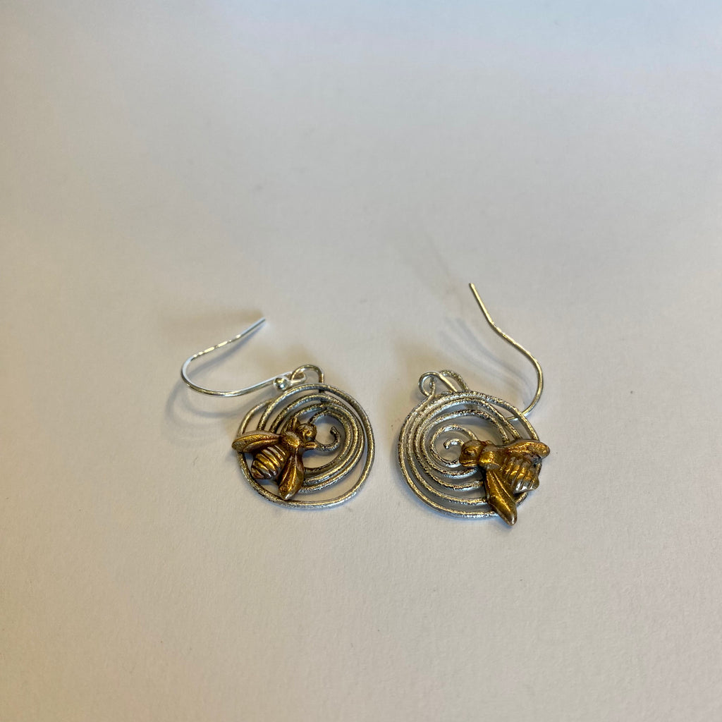 Woodland Silver Small Bee Earrings
